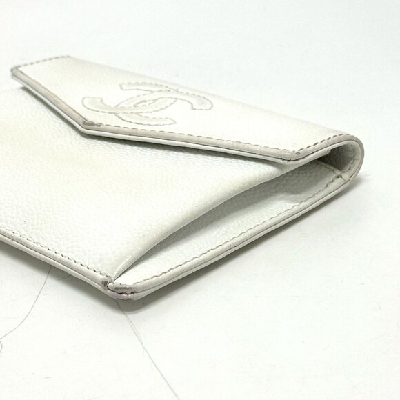 CHANEL Authentic White Caviar Leather Logo Wallet - Picture 4 of 15